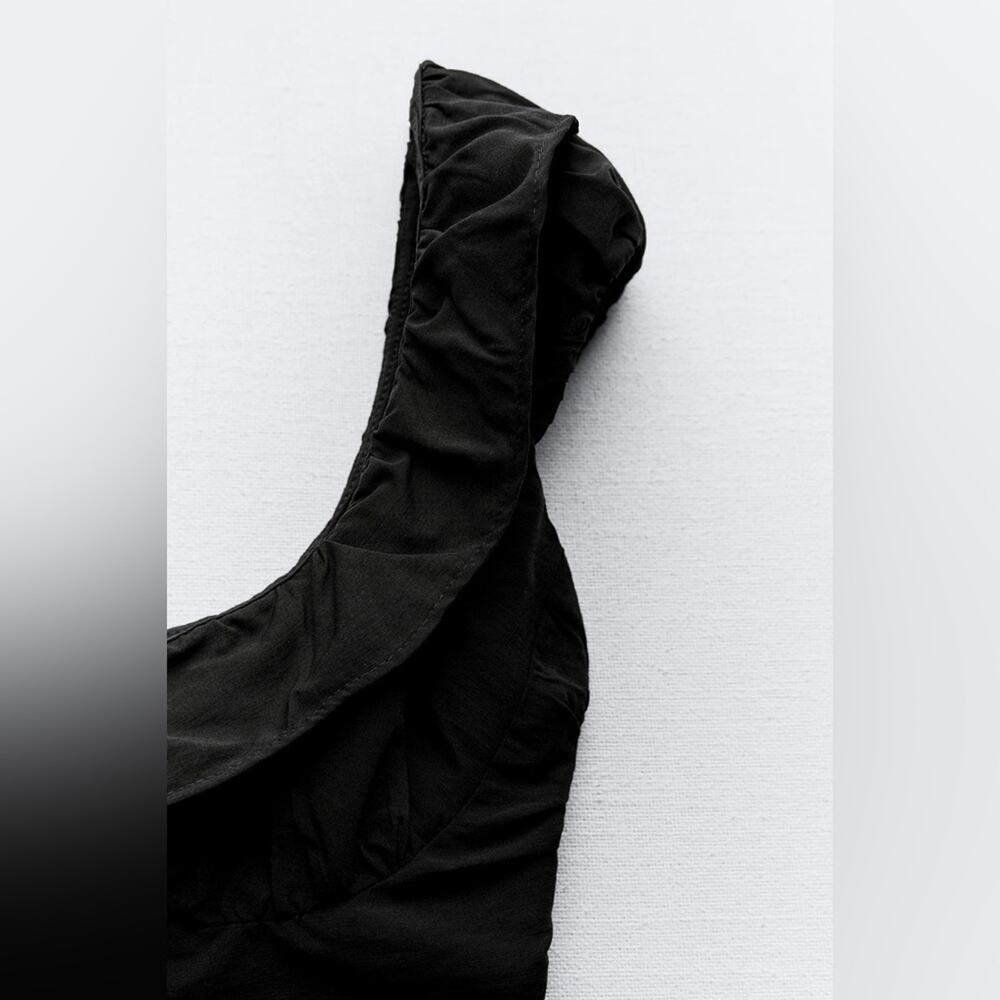 Zara Black Ruffle Crop Top - Picture 9 of 13